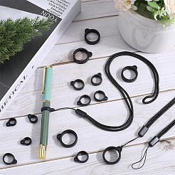 40 шт. 4 стильных силиконовых кольца с 10 шт. регулируемый шнурок для ожерелья с защитой от потери подвески&nbsp;DIY-GF0008-10