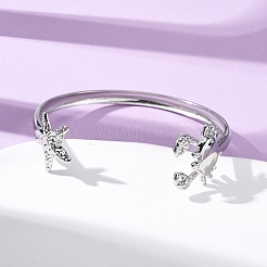 Браслеты-манжеты из нержавеющей стали 304 для женщин&nbsp;BJEW-C123-01A-P