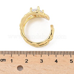 Латунные кольца-манжеты с микропаве и прозрачным цирконием для женщин&nbsp;RJEW-D307-01G-B