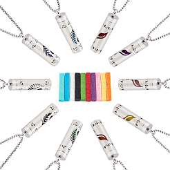 2 шт. 2 стиля антикоррозийных мини-ожерелья в виде полых колонн из нержавеющей стали в виде флаконов духов&nbsp;NJEW-DR0001-02A