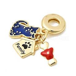 Латунные подвески в виде европейских шармов с синей и красной эмалью&nbsp;KK-Z150-05G