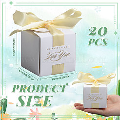 Свадебные бумажные подарочные коробки для конфет с полиэфирной лентой&nbsp;CON-WH0105-08