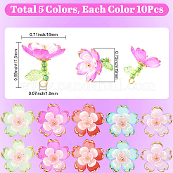 50шт 5 цвета прозрачные акриловые подвески&nbsp;TACR-SC0001-50