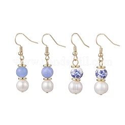 2 пара круглых латунных серег-подвесок&nbsp;EJEW-JE06878