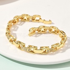 Браслет из прямоугольных звеньев цепи с прозрачным кубическим цирконием&nbsp;BJEW-G773-03G