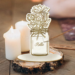 Поздравительная открытка ко дню матери с букетом из деревянных цветов AJEW-WH0441-007