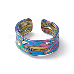 Ионное покрытие (ip) 304 нержавеющая сталь твист-волна открытое манжетное кольцо для женщин&nbsp;RJEW-C045-22M