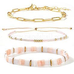 3 шт. 3 варианта браслетов-цепочек из нержавеющей стали 304 и браслетов с бисерной отделкой&nbsp;SL8246-1