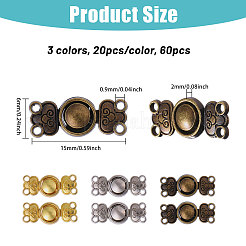60 шт. 3-х цветные застежки-кнопки из сплава&nbsp;FIND-GL0002-01