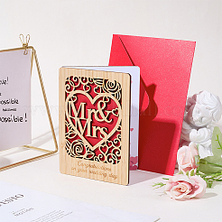 Поздравительная открытка из бамбука на свадьбу&nbsp;AJEW-WH20060-11A