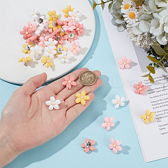 40 шт. 4-х цветные смоляные кнопки для рисования цветов&nbsp;AJEW-DR00043