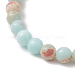 Женские браслеты из синтетической яшмы цвета аква-терра и бирюзы с эластичными бусинами&nbsp;BJEW-JB13106