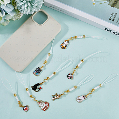 16 шт. 8 стильных эмалевых мобильных ремешков из сплава Cat&nbsp;HJEW-SC00125