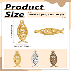 60 шт. 3 цвета подвески из сплава в тибетском стиле&nbsp;FIND-LP0003-55