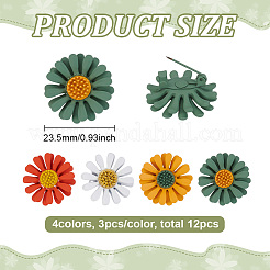 12 шт. 4-цветная брошь-булавка из гальванического сплава в виде ромашки&nbsp;JEWB-FG0001-43