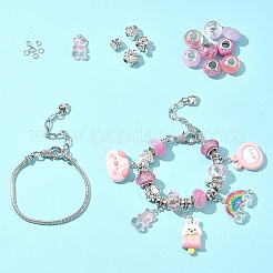 Наборы для изготовления браслетов из европейских бусин из смолы и сплава «сделай сам»&nbsp;DIY-FS0007-21