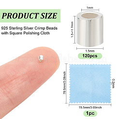 120 шт. 925 бусины-обжимки из стерлингового серебра&nbsp;STER-BC0001-88