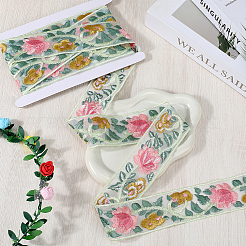 4.9~5 ярд полиэстеровой органзы с вышивкой и цветочной отделкой&nbsp;OCOR-CY0001-15A