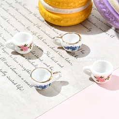 4 шт. 2 стиля миниатюрных керамических чашек-украшений&nbsp;AJEW-YW0002-10