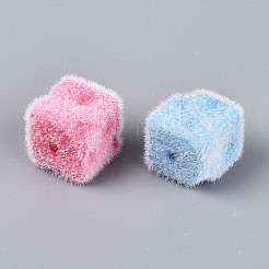 Флокированные непрозрачные акриловые кубические бусины&nbsp;OACR-T030-08M