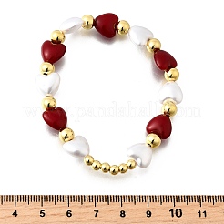 День святого Валентина абс искусственный жемчуг бусины эластичные браслеты для женщин&nbsp;BJEW-D317-08C-G