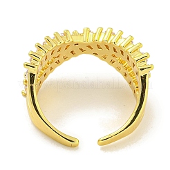 Стойка покрытие латунь микро паве кубический цирконий открытые манжеты кольца&nbsp;RJEW-I104-20G