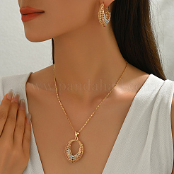 Элегантные европейские серьги и ожерелья с микропаве из кубических цирконий в форме овала для женщин&nbsp;EX4624-1