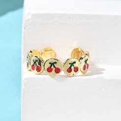 Латунные эмалевые регулируемые манжеты для женщин&nbsp;RJEW-G350-01D-G