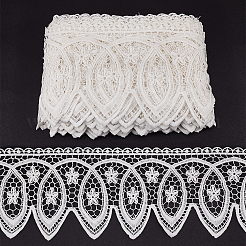 15 ярд хлопковой кружевной ленты с цветочной вышивкой&nbsp;OCOR-WH0086-91C