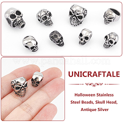 8 шт. 8 стиля хэллоуин бусины из нержавеющей стали 304&nbsp;STAS-UN0059-62