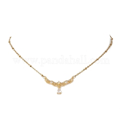 Подвеска в виде ангельских крыльев из латуни с прозрачными кубическими циркониями&nbsp;NJEW-JN05936