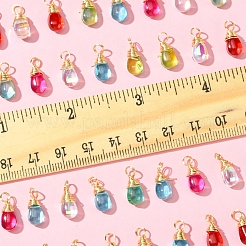 40шт 5 цвета прозрачные стеклянные подвески&nbsp;PALLOY-FS00023