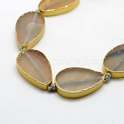 Плоские нити каплевидных бусин из натурального серого агата&nbsp;G-N0119-04