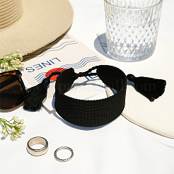 3шт 3-х цветные плетеные браслеты из хлопкового шнура ручной работы для женщин&nbsp;BJEW-GO0002-01