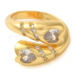 Открытые манжеты из латуни с микропаве и прозрачным цирконием для женщин&nbsp;LS-RJEW-Z070-04G-01