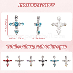 36 шт. 6 стиля крестообразных кабошонов из сплава со стразами&nbsp;MRMJ-CP0001-30S