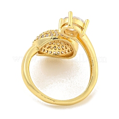 Открытая манжета из латуни с микропаве из прозрачного кубического циркония для женщин&nbsp;RJEW-M173-03B-G