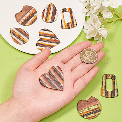 8шт 4 стиля подвески из прозрачной смолы и орехового дерева в полоску&nbsp;RESI-CJ0001-218