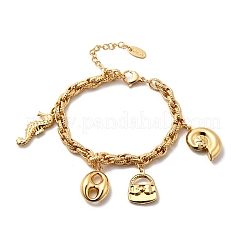 Браслеты с подвесками из нержавеющей стали 304&nbsp;BJEW-P368-05G