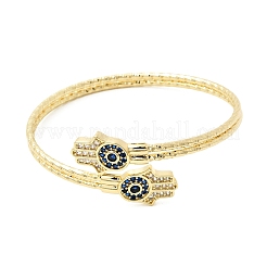 Женские браслеты-манжеты из латуни с микропаве и кубическим цирконием&nbsp;BJEW-F526-08G
