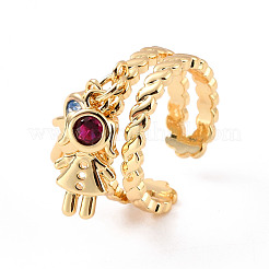 Открытое кольцо-манжета с кубическим цирконием для мальчика и девочки&nbsp;RJEW-C024-12G