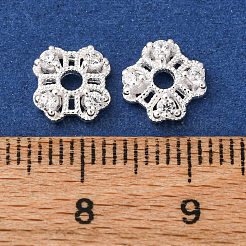 S925 серебряные прозрачные кубические циркониевые бусины-шапочки&nbsp;STER-A047-07A-S