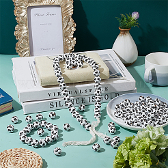 Печатные бусы из натурального дерева&nbsp;WOOD-CA0001-56