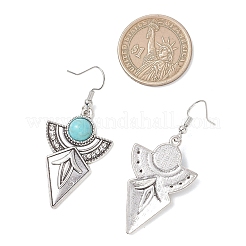 Серьги-подвески из синтетической бирюзы и сплава&nbsp;EJEW-JE06922