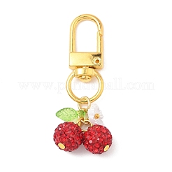 Украшения из полимерной глины со стразами вишневый кулон&nbsp;HJEW-JM03269-01