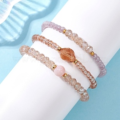 3шт 3 стиля стеклянные бусины эластичные браслеты для женщин&nbsp;BJEW-JB12880