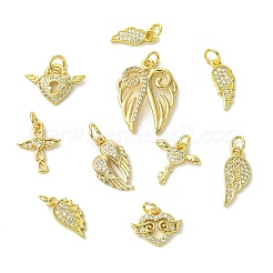 10 шт. 10 стиля латунные подвески с микропаве и кубическим цирконием&nbsp;KK-CJ0003-74