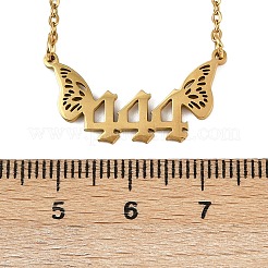 201 нержавеющая сталь номер 444 с крыльями бабочки подвеска ожерелье&nbsp;LS-NJEW-P332-01B-G