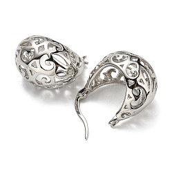 Серьги-кольца с полой корзиной&nbsp;EJEW-G355-03P