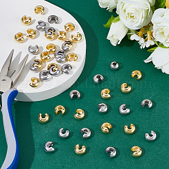 50 шт. 2-х цветные крышки для обжимных бусин из нержавеющей стали 304&nbsp;STAS-GA0001-86